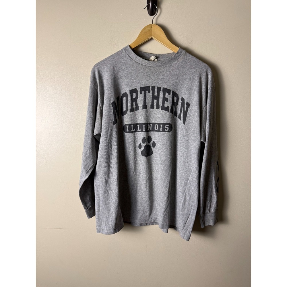 Vintage Northern Illinios The Cotton Exchange T Shirt Mens L Gray Long Sleeve